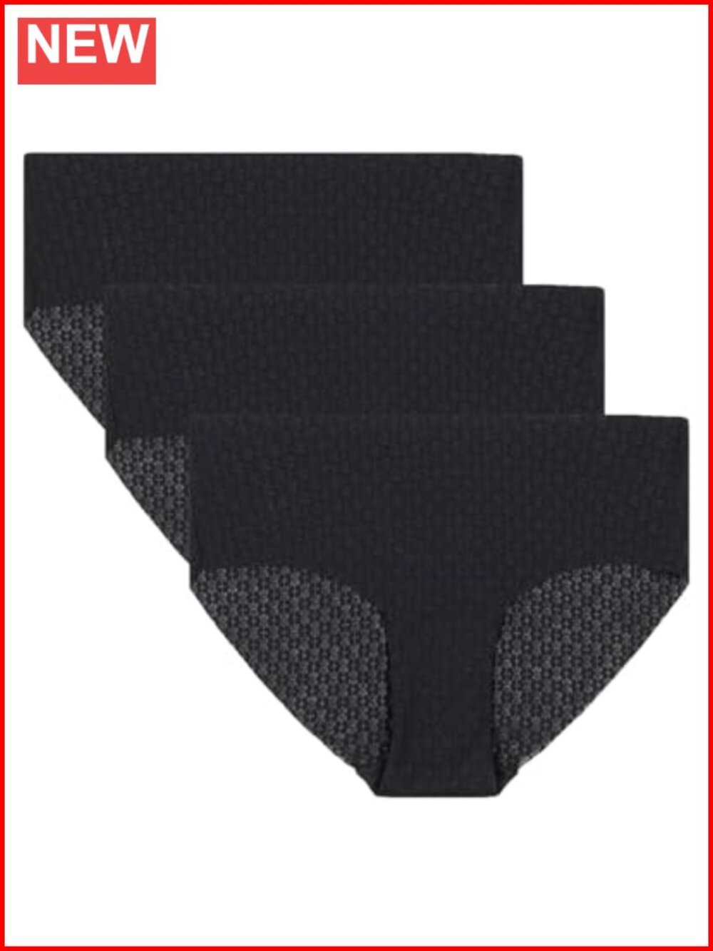 Women's No Show Seamless Hipster Panties 3-Pack Nylon Stretch